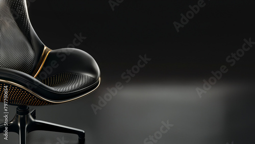 Edler schwarzer Sessel in futuristischer Form und Design als Produktfotografie, ai generativ