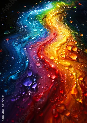 Rainbow water drop wallpaper. A colorful abstract painting with paint and water.