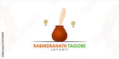 Vector illustration of Guru Rabindranath Jayanti social media feed template