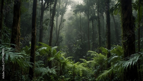 The bustling life within a dense, tropical rainforest ai_generated