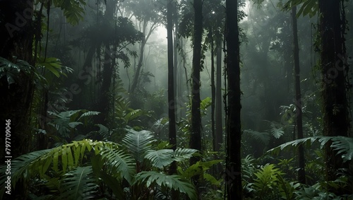 The bustling life within a dense, tropical rainforest ai_generated