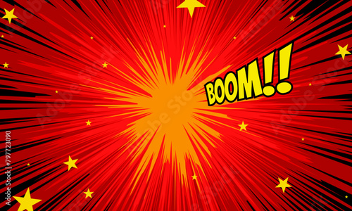 Boom comic background with exploding effect