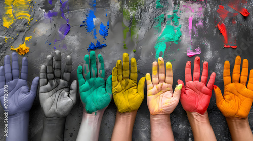 Un spectre de mains colorées représentant l'évolution du respect, de la tolérance et de la diversité