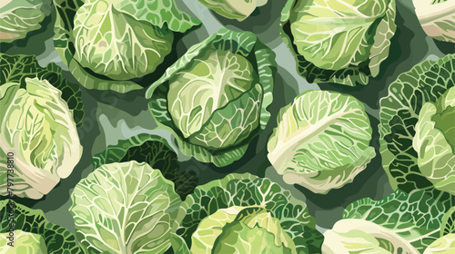 Pieces of fresh savoy cabbage on color background Vec