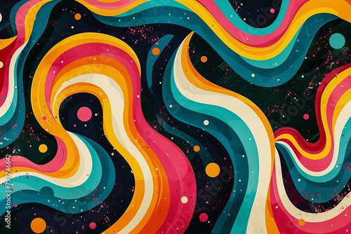 Psychedelic Waves: Retro Funk Music Cover in Vivid 70s Colors