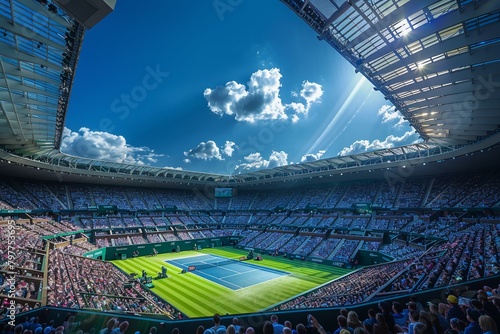 Imagine the grand tennis championship taking place at a magnificent stadium in London Witness the excitement of this international game 8K , high-resolution, ultra HD,up32K HD