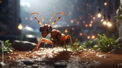 Detailed "Ant's Labor": Show the industrious ant painstakingly building a stronghold to fend off the impending winter.Display the ant's unflinching resolve and ceaseless diligence. (Cinematic: Display