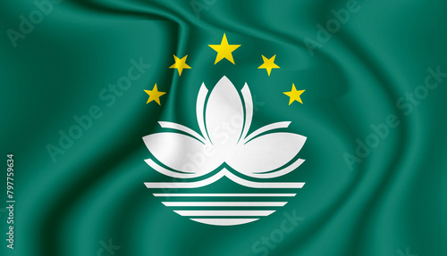 Macau national flag in the wind illustration image