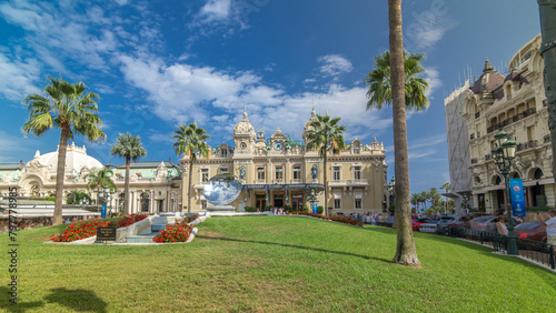 19th century baroque style palace of the Monte Carlo Casino in Monaco timelapse hyperlapse