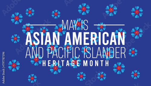 Asian American and Pacific Islander Heritage Month observed every year in May. Template for background, banner, card, poster with text inscription.