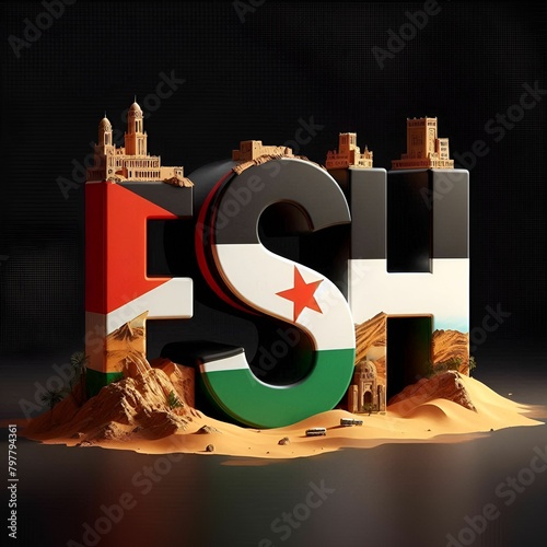 A word esh with bold letters that has a flag of western sahara
