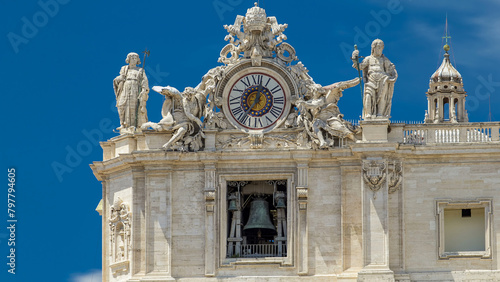 One of the giant clocks on the St. Peter's facade timelapse.