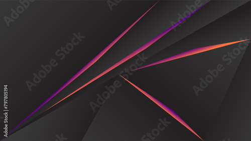 ABSTRACT DARK BACKGROUND WITH GEOMETRIC SHAPES PINK ORANGE GRADIENT COLOR DESIGN VECTOR TEMPLATE GOOD FOR MODERN WEBSITE, WALLPAPER, COVER DESIGN, LANDING PAGE