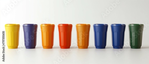 Colorful tumbler mockup, thermal insulation cup container, 3d render