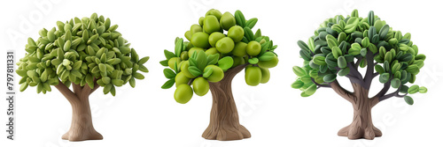 PNG olive tree 3d icons and objects collection, in cartoon style minimal on transparent, white background, isolate