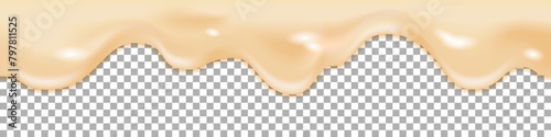 Cream cheese or mayonnaise splash, melt liquid texture, smooth melted flowing drip spill. Abstract wavy border, isolated vector illustration