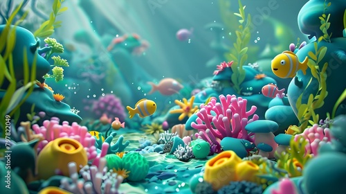 coral reef and fishes under the ocean