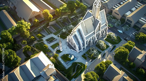 New Style Church complex from Birds eyes