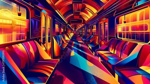 a versatile illustration of a fantastic trip with subway Graffity style, bold colours 