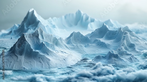 A glacier with a mountain range in the background