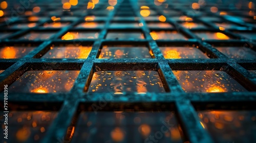 Grid Texture: A photo of a grid of city lights at night