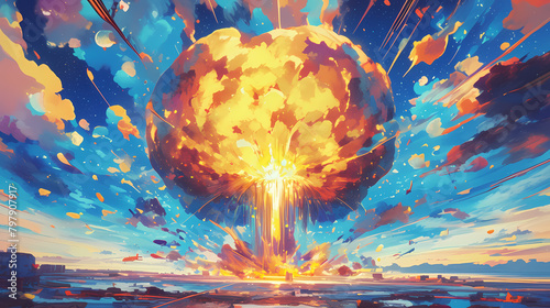 illustration of a colorful bomb explosion 