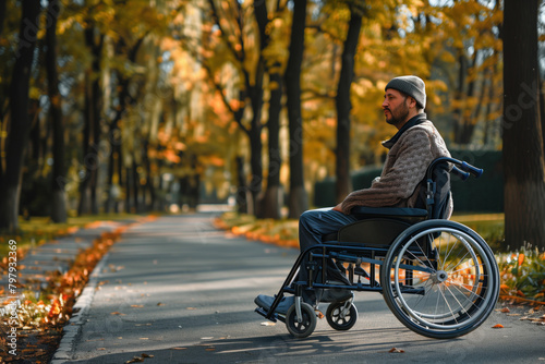 Autumn stroll in a wheelchair