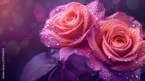 Magnifique roses avec goutte de pluie 
