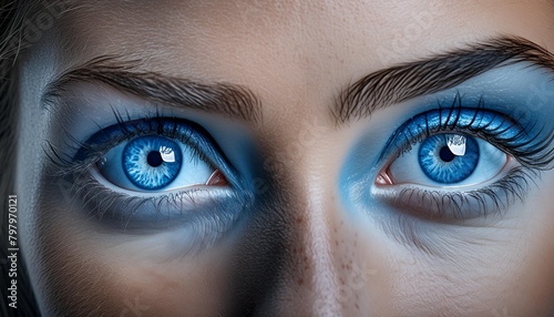 A macro photo of blue eyes 