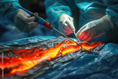 This detailed depiction showcases a surgeon at work, expertly removing arterial fat deposits, a crucial procedure for maintaining heart health.