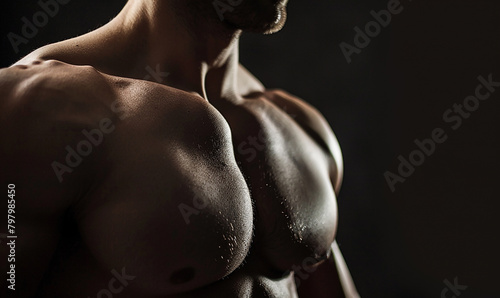 Close up of perfect male body isolated 