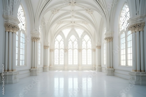 b'ornate white gothic chapel interior'
