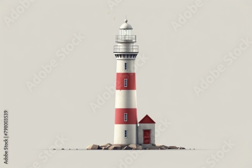 A picturesque lighthouse standing on a rocky cliff. Ideal for travel and coastal themes