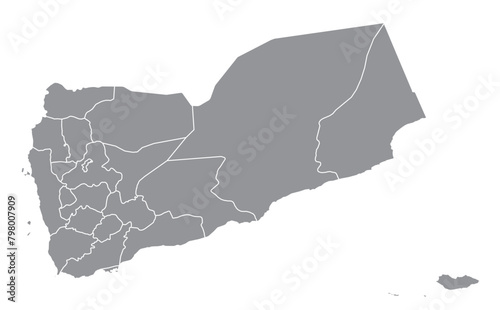 Outline of the map of Yemen with regions