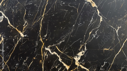 Midnight Majesty. Celestial Black Marble with Golden Constellations.