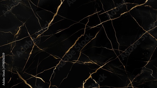 Ethereal Artistry. Golden Laced Paths on Ebony Marble Canvas.