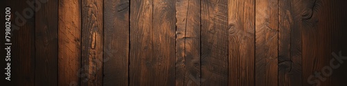 Wooden background with dark brown wood planks. Vintage wooden floor texture. Background for product presentation, mock up or backdrop. 