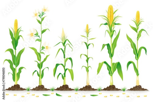 A row of corn growing in the ground. Suitable for agricultural concepts