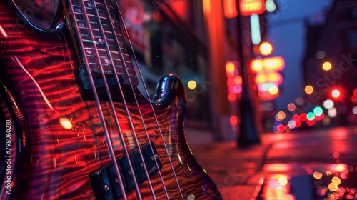 "An artistic shot of the reflection of city lights in the glossy finish of a bass guitar during a night-time urban photo shoot." --ar 16:9 --style raw Job ID: 5c69f850-0845-486f-be54-08534b1eb6a7