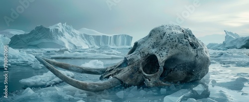 Unearthed from the frost, the impressive skeleton of a mammoth provides a glimpse into the past, revealing the might of these extraordinary, ancient creatures.