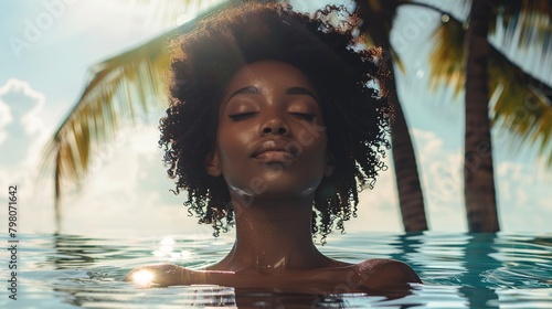 black woman in summer spa 