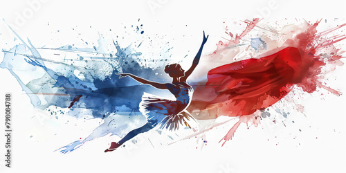 Russian Flag with a Ballet Dancer and a Cosmonaut - Imagine the Russian flag with a ballet dancer representing Russia's ballet tradition and a cosmonaut