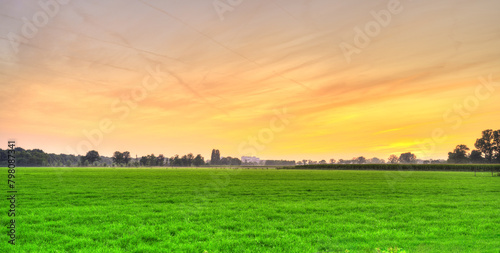 Sunset over the rural meadows of Noord-Brabant, The Netherlands.