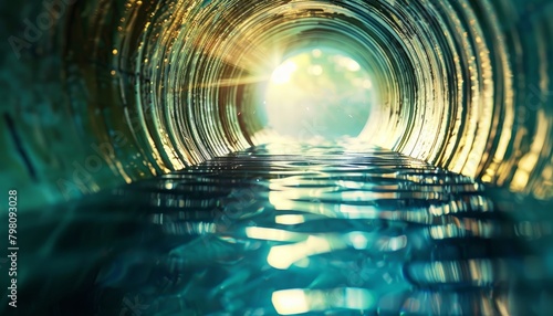Sunlight Glistening Through the Serene Waters of an Underground Tunnel