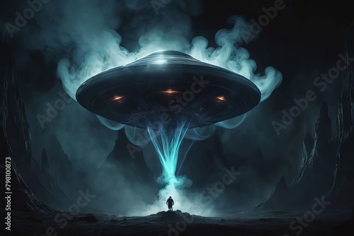 ufo in the night content created with generative AI software.