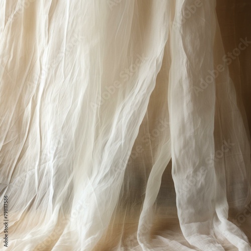 b'Close-up of a flowing white curtain'