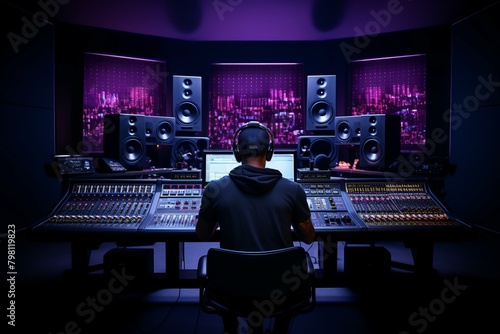 b'Black man in a recording studio'