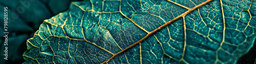 Macro of a Vibrant Green Leaf with Detailed Veins