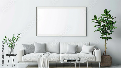 minimalist mockup living room with a sleek horizontal frame