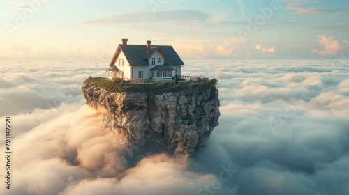 b'A house on a rock above the clouds'